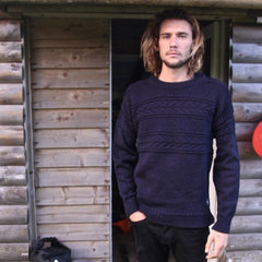 Model wearing Navy Marlin Sweater - Men's Clothes